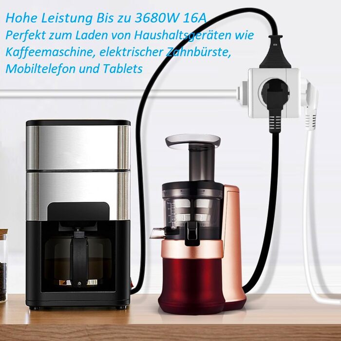 Багаторозетковий куб з кабелем, 5-ходовий розетковий куб з 5 розетками змінного струму, багаторозетковий кубічний адаптер 3680 Вт