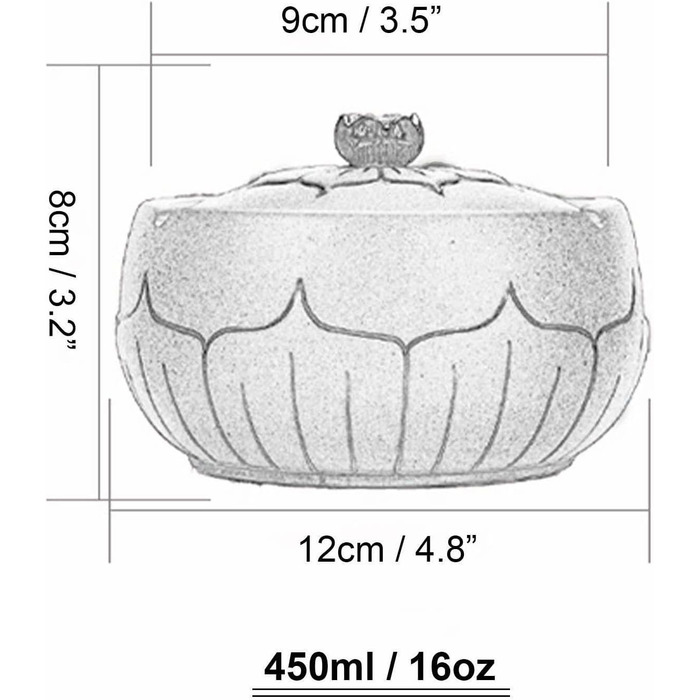 Попільничка TYMYYS з кришкою велика, вітропопільничка для вулиці, попільничка керамічна, вітропопільничка керамічна, попільничка без запаху - чорний лотос 12x12x8см, 450мл Чорний лотос 12x12x8см, 450мл