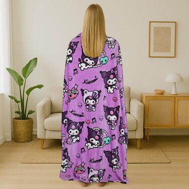 М&39яка ковдра з мікрофібри Kuromi Pink 130x170 см Кавайна ковдра для дівчаток або жінок, плед Sanrio для дивана або ліжка, оригінальна ідея подарунка на Різдво та День народження