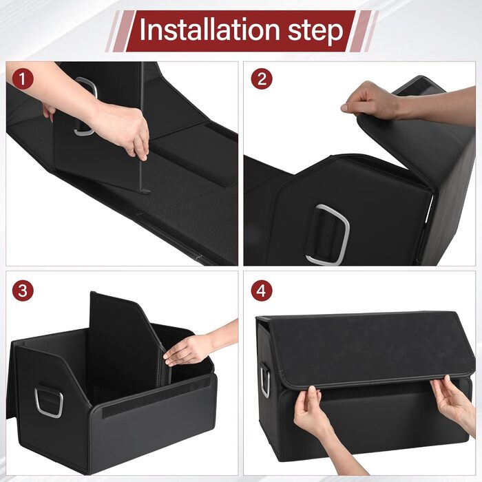 Органайзер для багажника JEYODA з алькантари, великої місткості, м'який органайзер для автомобіля та зберігання речей, складаний, з бортиком, для авто, позашляховика, джипа, седана, дому, кемпінгу (чорний, малий) Чорний, Малий