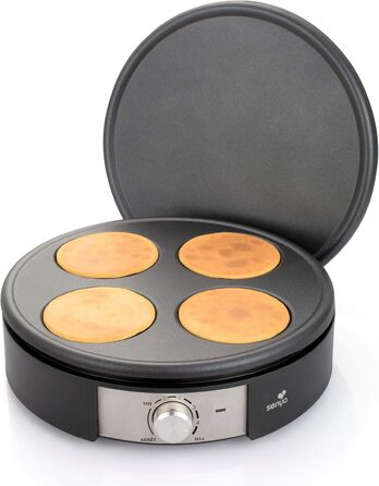 Сковорода для млинців Senya SYCK-CV026, електрична, 2 змінні литі алюмінієві пластини, Crepe Time, 1500 Вт, 1500 Вт, Чорний