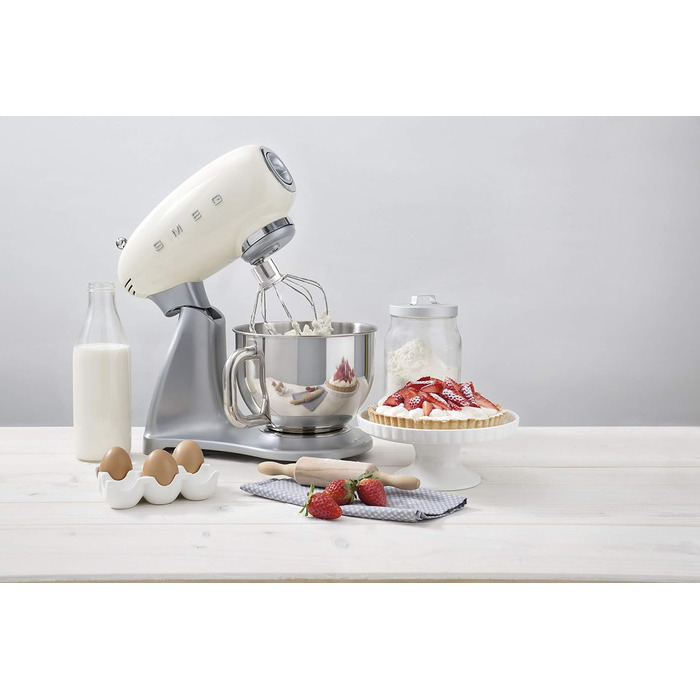 Кухонний комбайн Smeg SMF02SVUK/PBUK/PGEU SMF02CREU 4,8 л Крем, 18/10 Сталь, 4,8 літра, Білий