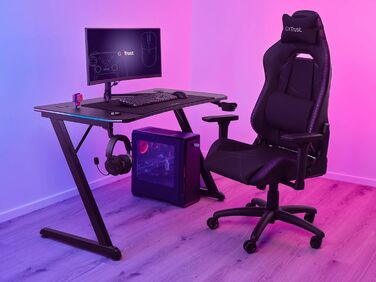 Ігровий стіл Trust Gaming GXT 710 Luminus Pro 120x60 з RGB LED, вбудованим бездротовим зарядним пристроєм 10 Вт, 10 колірними режимами, ігровий стіл з підсклянником, гачком для навушників - чорний 120x60 см - Pro Edition Black