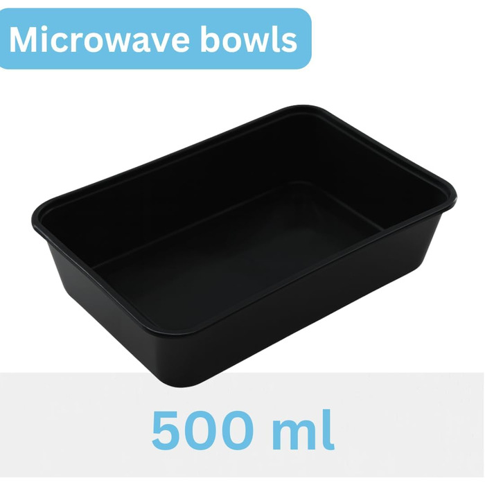 Коробка для зберігання Enpack з кришкою, біла/чорна, 500 мл - Контейнери для делікатесів, придатні для використання в мікрохвильовій печі - Герметичні контейнери для зберігання з кришками, ідеально підходять як органайзер для холодильника, коробка для при