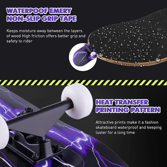 Скейтборд 31" Purple Classic 8-шаровий клен ABEC-11 95A – повний компліт для дівчат, дітей та початківців, фіолетовий