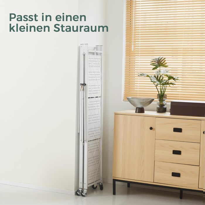 Складана полиця DEANIC, 4-рівнева книжкова полиця, кухонні полиці на колесах, металева полиця для вітальні, комора (61 x 116 x 28 см, білий) білий 4 яруси