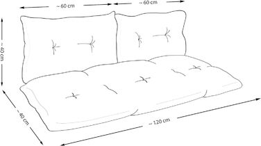 Набір подушок з піддонів Amilian 120x40 2x40x60 Подушка для сидіння для європіддонів Диван з піддонів Меблі з піддонів Балкон Маленький диван Вуличне крісло або маленький диван для молодіжної кімнати Dots Small Grey