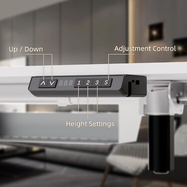 Стіл з регульованою висотою 140x70 см, швидка зарядка USB-A/Type C, електричний стіл з пам&39яттю нахилу та функцією відскоку (70119 см) 140x70 см білий