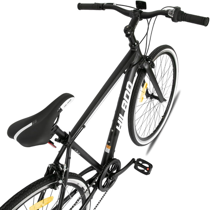 Шосейний/міський велосипед Hiland 28 дюймів для чоловіків та жінок, міський велосипед на 7 швидкостей для дорослих, велосипед 700C чорного кольору