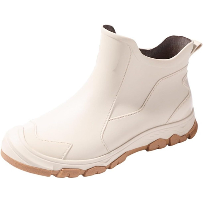 Чоловіче гумове взуття, гумові чоботи для чоловіків, дощовики та водонепроникне взуття, короткі, повсякденні гумові чоботи, робоче гумове взуття, бежеві, розмір 43 EU