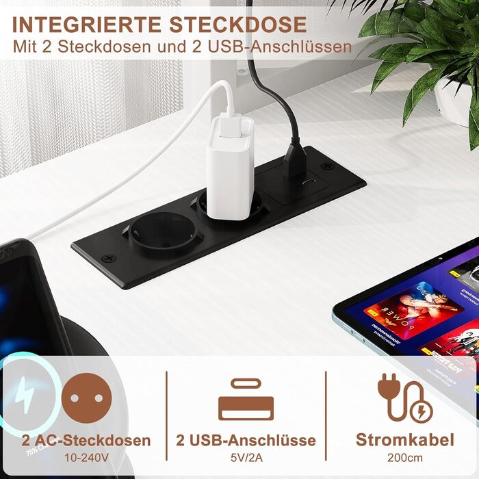 Ігровий стіл з полицею, комп&39ютерний стіл 47 дюймів зі світлодіодним підсвічуванням та розетками, стіл для домашнього офісу з двосторонніми 5-ярусними відділеннями для зберігання та підставкою для монітора, білий 120 см