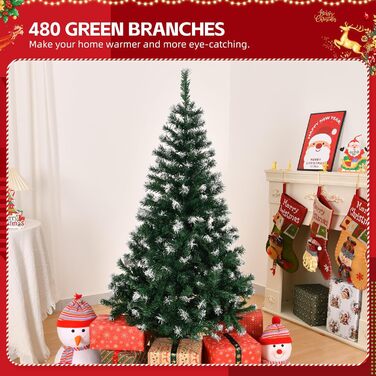 Реалістична штучна різдвяна ялинка зі сніговими верхівками 120 см RBFGYIOP