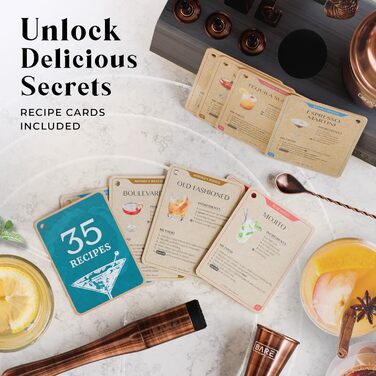 Професійний набір шейкерів для бармена Mixology 14 предметів для коктейлів Martini (витримана мідь)