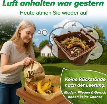 Пакети для органічних відходів 60 л - 70 л 25 шт. Пакети для органічних відходів Паперові пакети для органічних відходів, без личинок Паперові пакети для садових відходів
