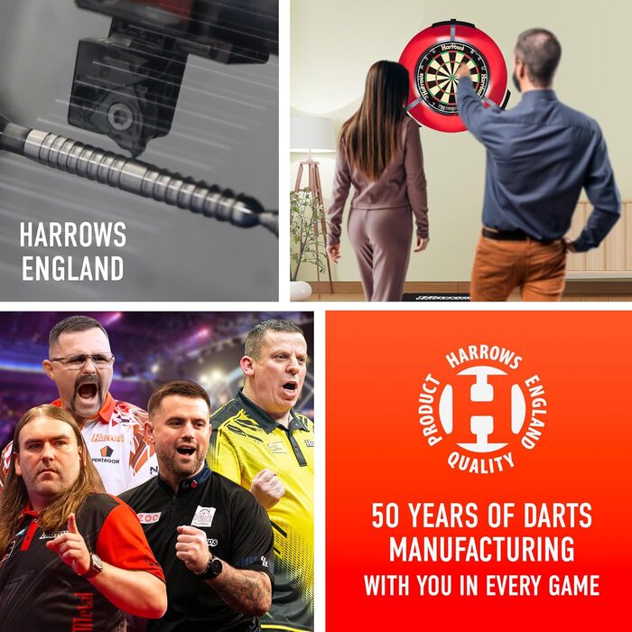 Мішень для дартсу Harrows Dart Board Pro Matchplay 2 I, офіційний розмір, мішень з надтонким дротом для максимального набору очок, сумісний зі стійкою для дартсу, підсвічування мішені