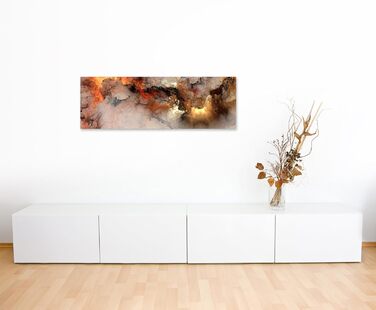 Панорамний живопис 150x50cm Абстрактний фреска вогонь і туман на полотні хмари з проривом світла Ексклюзивна фреска