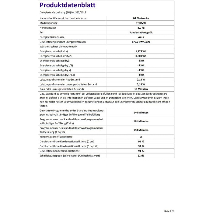 Сушильна машина LG Electronics 61 x 60 x 85 см до 8 кг з тепловим насосом з гігієнічною програмою з нержавіючої сталі, білий чорний