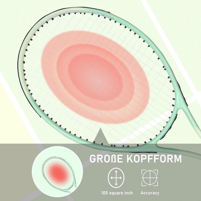 Тенісна ракетка OGEENIER 27" для дорослих – легка, зелена, для початківців та аматорів