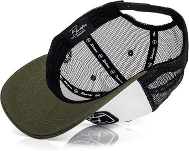 Бейсболка Blackskies Race Чоловіча та жіноча преміальна кепка-вантажівка Кепка зі сніпбек-козирками - унісекс, для вулиці, для активного відпочинку, літо, для відпочинку, один розмір, оливково-біло-чорний
