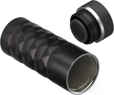 Термокружка Elasto Premium з нержавіючої сталі з кнопкою 450 мл Герметична кришка Гаряча та холодна Без BPA Термокружка для кави з собою з діамантами Матовий блиск Чорний онікс