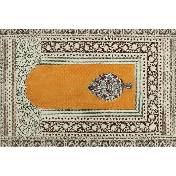 Бежевий, коричневий бавовняний з квітковим принтом Dhurrie Boho Kilim плоского плетіння Критий килим для передпокою Кімнатний деко