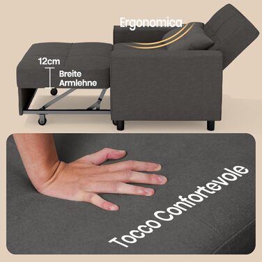 Крісло-реклайнер Bealife, крісло-ліжко з регульованою спинкою, крісло для телевізора, розкладний диван-ліжко, крісло-реклайнер для вітальні, спальні (темно-сірий)