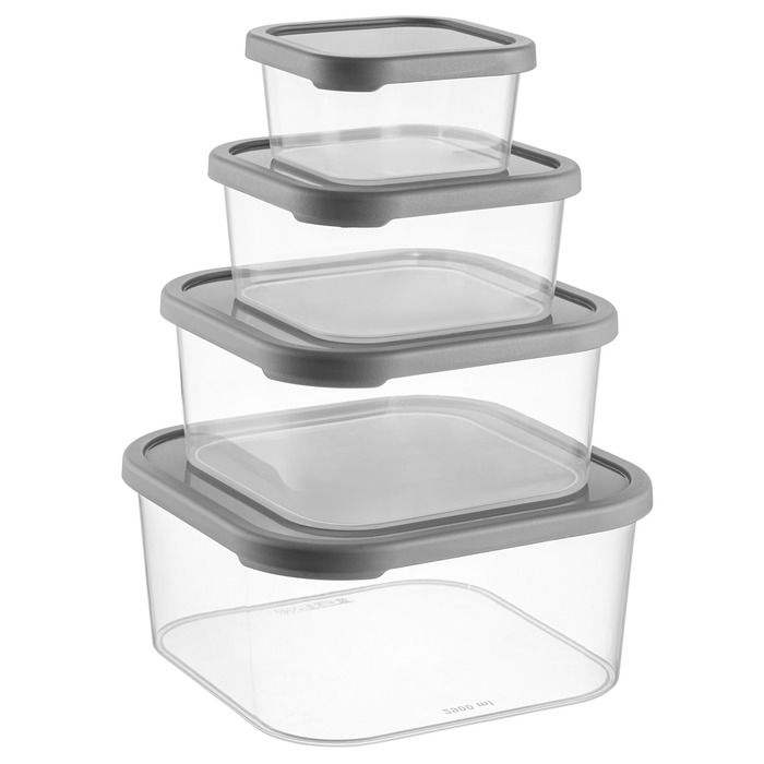 Набір контейнерів 0,4/0,9/1,8/2,9 Quick Box Gray Idea Home