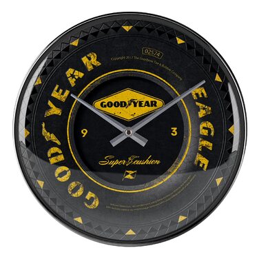 Ретро-настінний годинник Nostalgic-Art, Ø 31 см, Goodyear Wheel