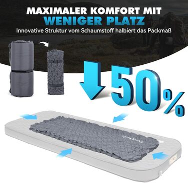 Самонадувальний килимок для сну HIKENTURE з вбудованим електричним насосом, кемпінговий матрац з пінопласту товщиною 10 см, самонадувальний повітряний матрац з коефіцієнтом тепла 9,5, спальний килимок для використання на свіжому повітрі, намет, походи, ав