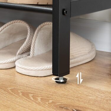 Взуттєва полиця HOOBRO, 5-ярусне зберігання взуття, взуттєва шафа, регульована металева сітчаста полиця, містка верхня частина, на 16-20 пар, вхід, коридор, індустріальний колір, вінтажний коричнево-чорний EBF12XJ01 темно-коричневий чорний 75 x 30 x 81 см