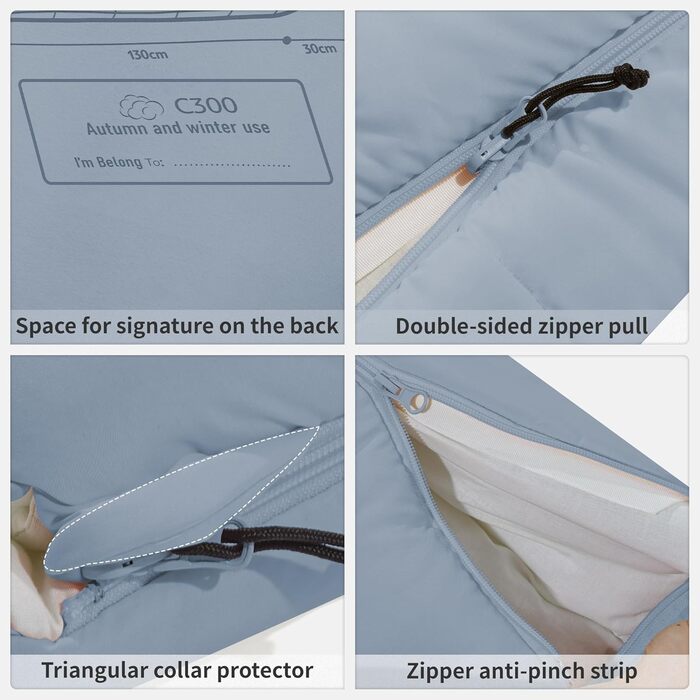 Дитячий спальний мішок Naturehike, теплий, для використання на вулиці, 3 сезони, наповнювач 180 г/м та 300 г/м, розширюваний шов, 190x75 см, ідеально підходить для кемпінгу, походів, подорожей, синього кольору - лівий (010)