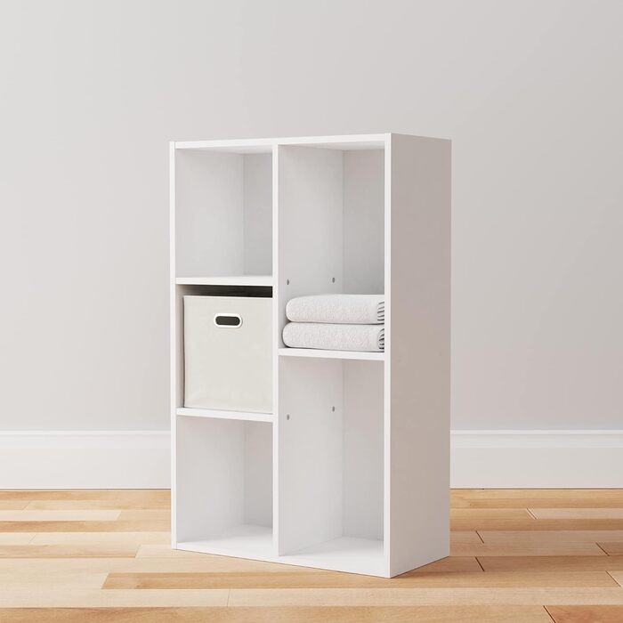 Книжкова полиця Storeo Basics з 5 полицями, біла, 50 x 24 x 80 см Офічна полиця, вітальня, спальня, кубічний білий колір, 5 полиць