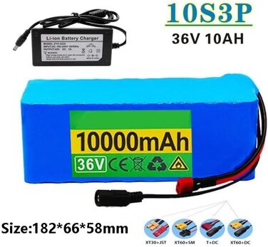 Акумулятор для електровелосипеда Pedelec 36V 10Ah із зарядним пристроєм, водонепроникний, замінний акумулятор для електровелосипеда, довговічний літій-іонний акумулятор XT60