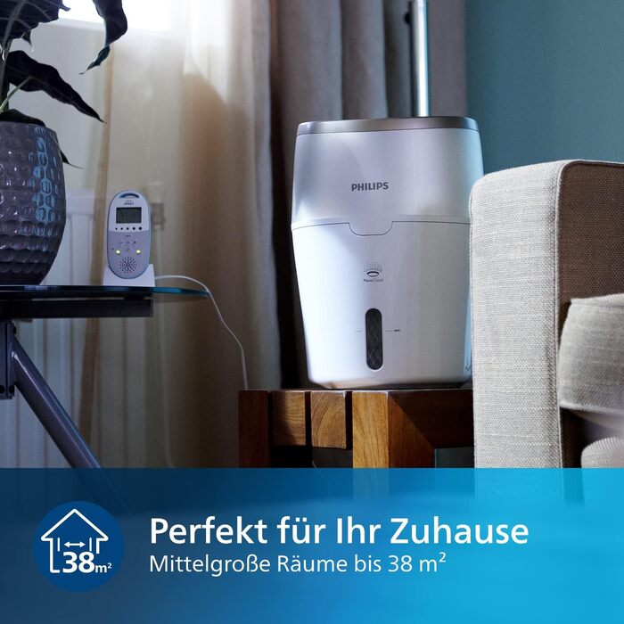 Зволожувач Philips Series 2000 - для приміщень до 38 м, технологія NanoCloud, 2 налаштування швидкості, 2-літровий бак (HU4811/10)