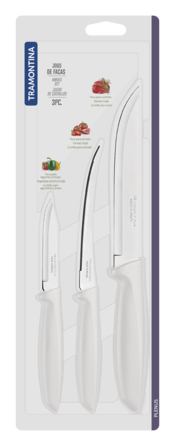 Набір ножів Tramontina Plenus light grey, 3 предмети (6740820)