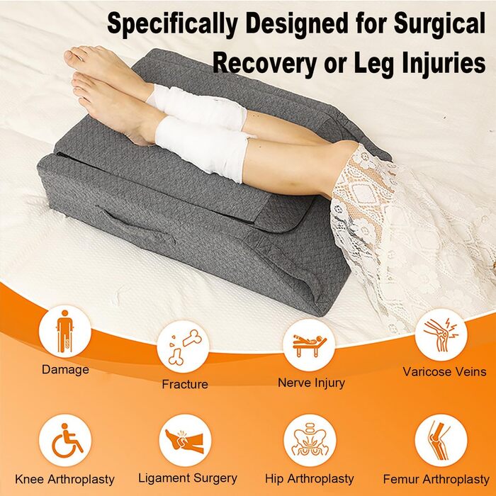 Подушка для підняття ніг, подушка для підтримки ніг, позиціонуюча подушка для колін та ніг, ергономічна подушка для підняття ніг з 3 рівнями висоти, подушка для ніг для зняття втомлених ніг та підтримки їх