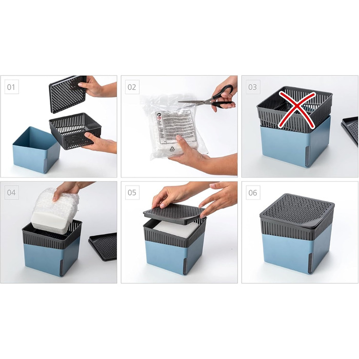 Кімнатний осушувач повітря Cube 1000 г Білий осушувач зменшує цвіль і запахи Піддон для крапель Багаторазовий знищувач вологи без