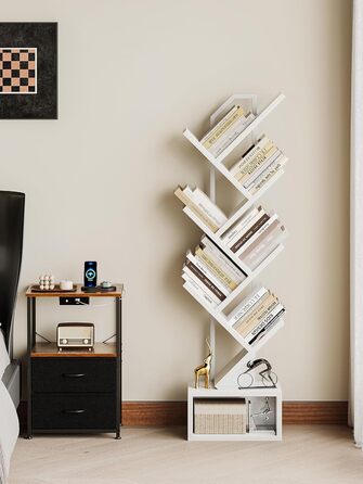Книжкова полиця Coleshome у формі дерева, 6-ярусна окремостояча полиця, дерев&39яна книжкова полиця, підходить для вітальні та спальні, біла