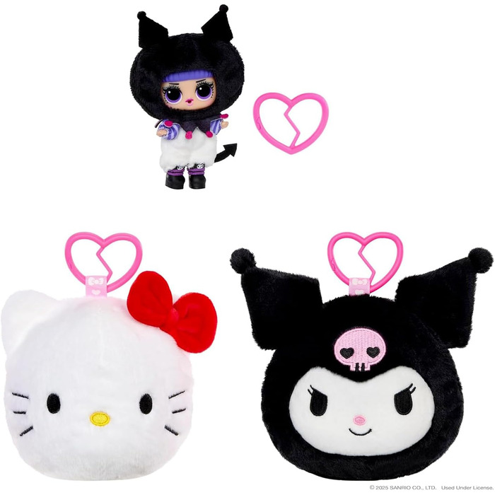 Двостороння плюшева іграшка-сюрприз. М'яка фігурка Sanrio з міні-лялькою L.O.L., 5 сюрпризів та брелок, від 4 років, 41 см