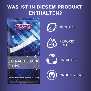 Відбілюючі смужки для відбілювання зубів MySmile, 28 відбілюючих смужок для зубів без перекису з нечутливою формулою, безпечні для випадання зубів, 14 сеансів відбілювання, глибоке видалення плям фіолетовий 28 шт. (1 упаковка)