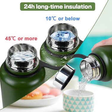 Термос MIGHTYDUTY з нержавіючої сталі об&39ємом 1,5 л, зберігає воду гарячою або холодною протягом 6-24 годин, велика місткість, герметичний, ідеально підходить для кави та чаю, спорту на свіжому повітрі, школи, офісу (зелений)