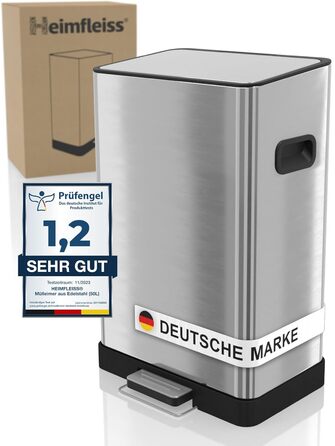 Відро для сміття Heimfleiss 50 л Педальне відро для сміття Дизайнерське прямокутне відро з нержавіючої сталі Сучасне відро для смі