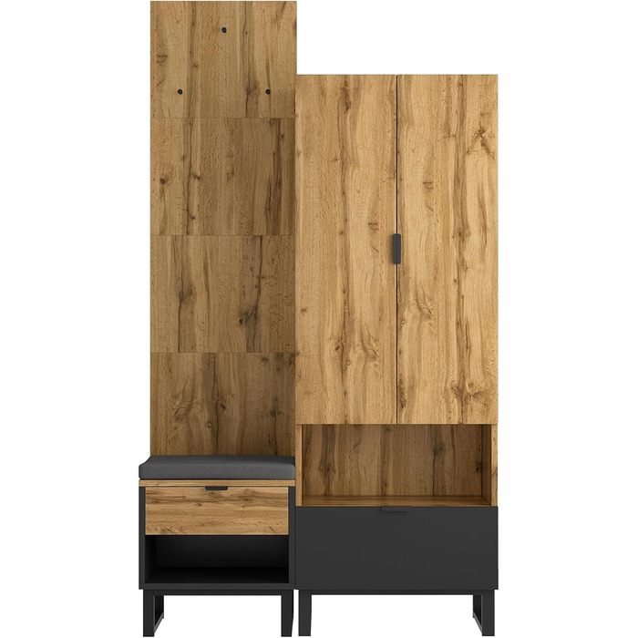 Шафа для одягу KecDuey з лавкою для взуття та подушками, шафа для передпокою, вішалка для аксесуарів спереду, висувні ящики та рег