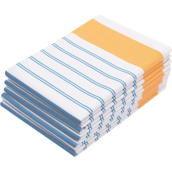 Набір з 5 чайних рушників, 50x70 см, бавовна, синій білий помаранчевий помаранчевий / бірюзовий 50 x 70 см