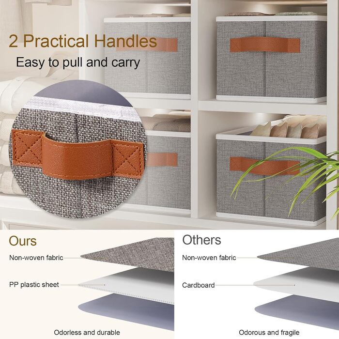 Складаний кошик для зберігання з 3 предметів, кошики для зберігання з ручкою, органайзер для гардеробу, коробки для зберігання для ванних кімнат, шаф та полиць, 38x15,5x13 см, сірий, 3 шт. сірого кольору