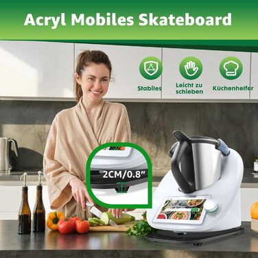 Для розсувної дошки Thermomix TM6, аксесуарів для акрилової розсувної дошки, швидкопереміщеної рухомої дошки для кухонного комбайна Thermomix Vorwerk TM 6 TM5 Аксесуари Pad Board (чорний)
