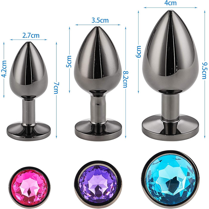 Набір з 3 металевих анальних плагів AllesCosy, для чоловіків і жінок