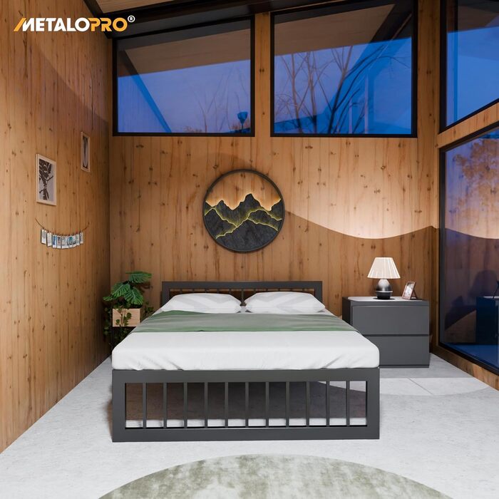 Металеве ліжко 120x200 см Вантажопідйомність до 1000 кг та складання &lt10 хв Міцний каркас ліжка з місцем для зберігання 37 см, без скрипу, чорного кольору Вертикальне 120x200 см