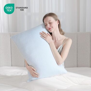 Охолоджувальна подушка UNIKOME 40x80 см, 2 шт., подушка з піни з ефектом пам&39яті, двостороння, охолоджувальна подушка холодна/тепла, знімна, синя для літа/осені, біла для зими/весни, Oeko-Tex 40 x 80 см, шестикутник 2