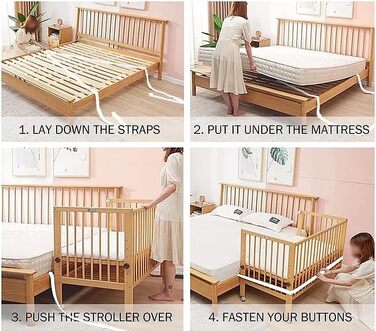 Дитяче ліжко Micoland - Приліжкове ліжко - Дитяче ліжко 120x60 см Трансформоване ліжко з ремінцем та колесами (біле) Біле